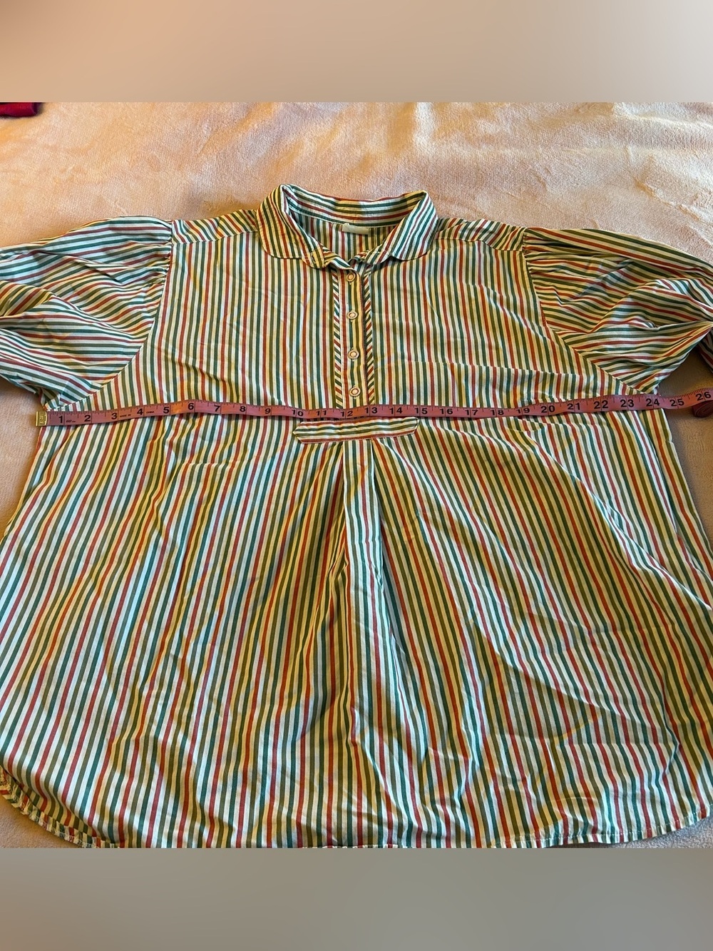 Wallmann vintage red green white striped long sleeve top XL eclectic Grandpacore - Picture 7 of 10